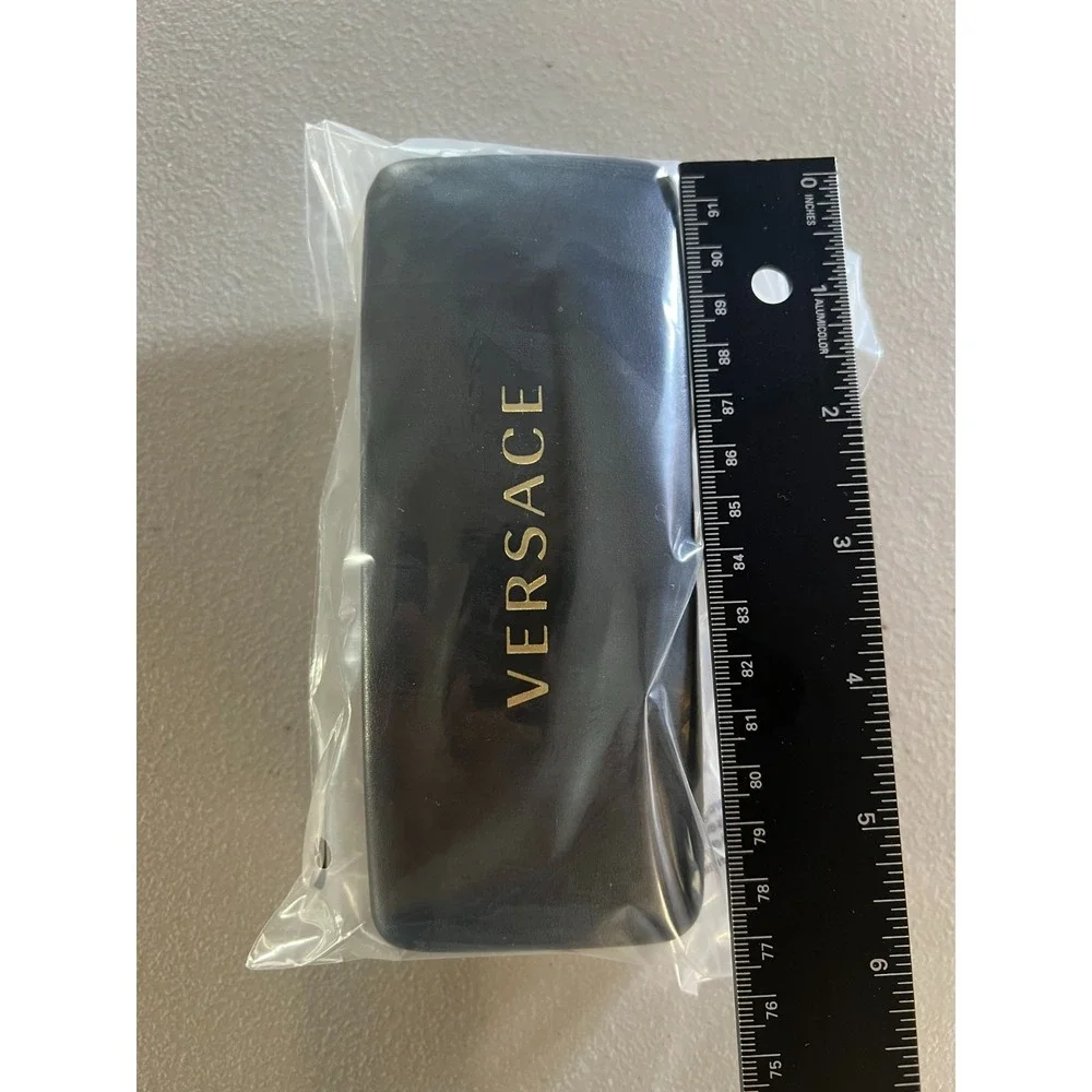Authentic Versace Black Hard Sunglasses Eyeglasses Case Gold Foil Logo Clamshell